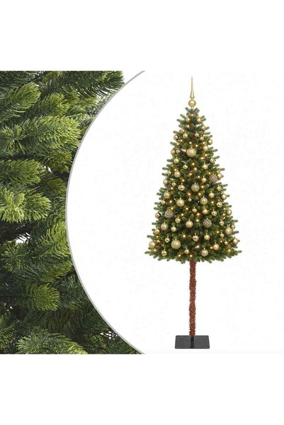 vidaxl Brad de Crăciun artificial cu globuri 150 cm 150 LED-uri