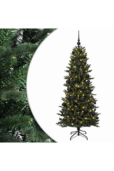 vidaxl Brad de Crăciun artificial cu glob 210 cm 300 LED-uri Alb cald
