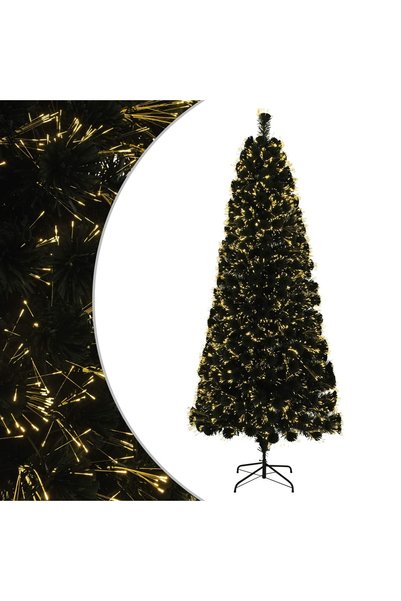 vidaxl Brad de Crăciun cu fibră optică 210 cm 24 LED-uri Alb cald PVC