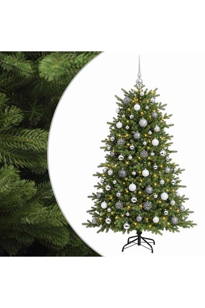 vidaxl Brad de Crăciun artificial cu glob 180 cm 300 LED-uri Alb cald