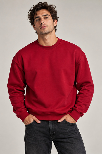Lizbon Style Men's Regular Fit Normal Cut 3 Thread Non-Threaded Crew Neck Sea...