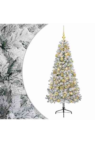 vidaxl Brad de Crăciun artificial cu glob 150 cm 150 LED-uri Alb cald