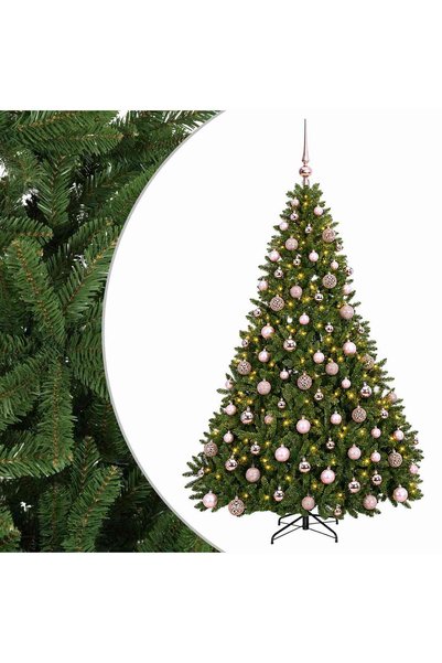 vidaxl Brad de Crăciun artificial verde deschis cu globuri 210 cm