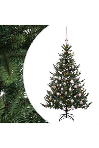 vidaxl Brad de Crăciun artificial cu glob 150 cm 150 LED-uri Alb cald