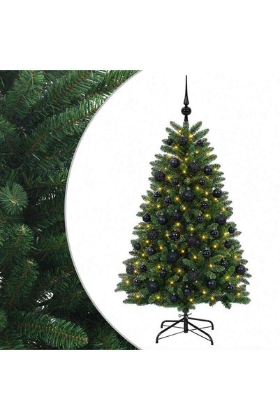 vidaxl Brad de Crăciun artificial, verde mediu, cu globuri 150 cm