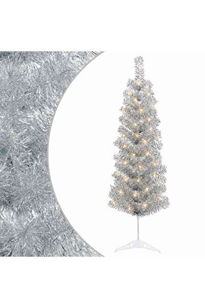 vidaxl Copac Artificial Slăb de Crăciun 150 cm 150 LED-uri Alb cald