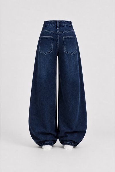 J&KSTORES Casual Loose Wide Leg High Waist Straight Baggy Jean Pants