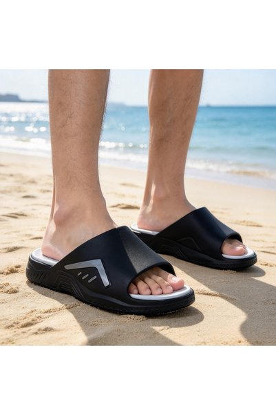 Almajeed Store Men's thick-soled sports slippers, non-slip home and beach sli...