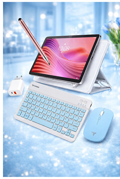 LENOVO Tab M10 4GB RAM 128 GB HAFIZA 10.1"İNCH GRİ TABLET+ŞEFFAF KILIF+MAVİ KLAVYE VE MOUSE+BAŞLIK (MAVİ)