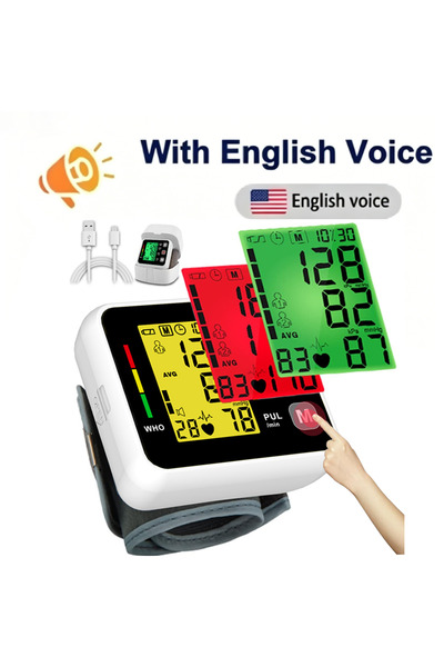 Choice جهاز قياس ضغط الدم الرقمي الإنجليزي المحمول للمعصم WS02 مع شاشة LCD لل...