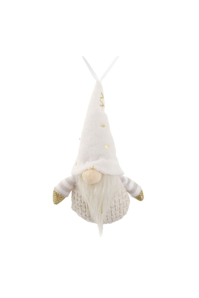 OEM Ornament Brad de Crăciun Gnome Alb cu Fulgi din Folie 15 cm – Decor Festi...