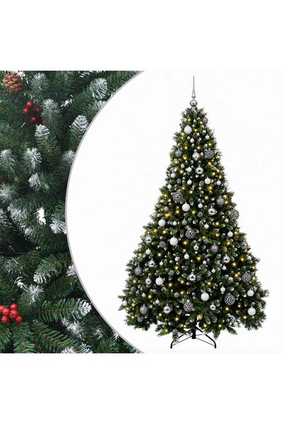 vidaxl Brad de Crăciun artificial cu globuri 240 cm 300 LED-uri