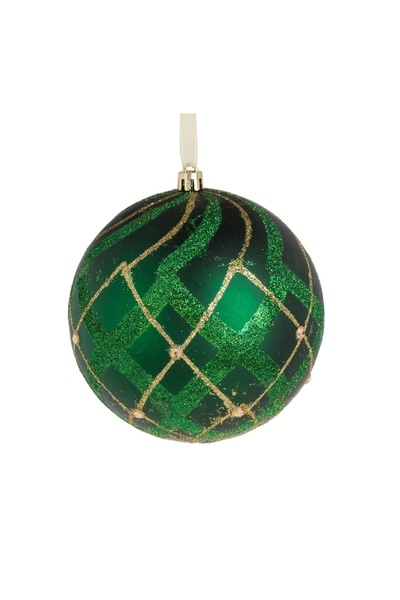 OEM Ornament Brad de Crăciun Glob Verde cu Glitter și Strass Ø12 cm – Decor F...