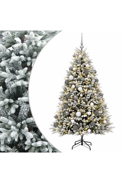 vidaxl Brad de Crăciun artificial cu globuri 240 cm 300 LED-uri
