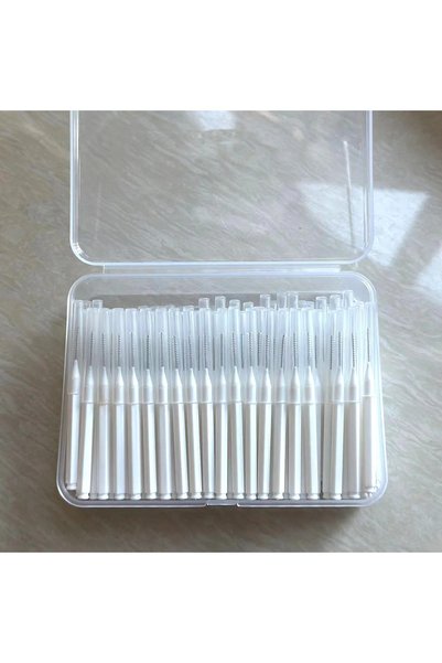 Choice 100pcs White 100Pcs Interdental Brushes with Travel Case for Teeth Cle...