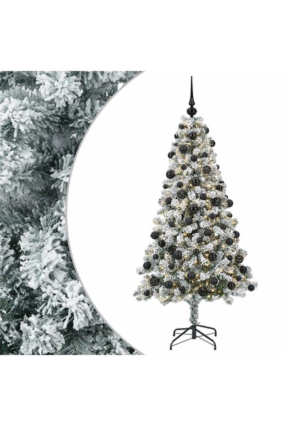 vidaxl Brad de Crăciun artificial cu globuri 240 cm 300 LED-uri