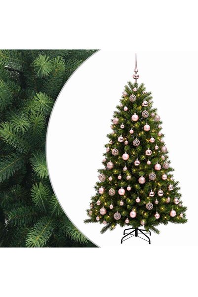 vidaxl Brad de Crăciun artificial cu globuri 240 cm 300 LED-uri