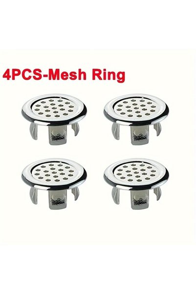 Choice Light Grey 4 Plastic Bathroom and Kitchen Sink Overflow Cover Rings, R...