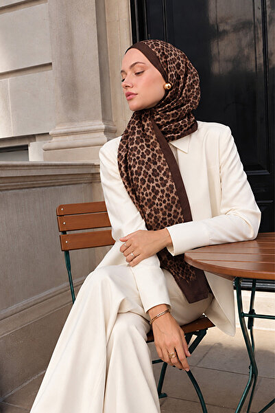 SilkTouch Coffee Leopard Pattern Shawl