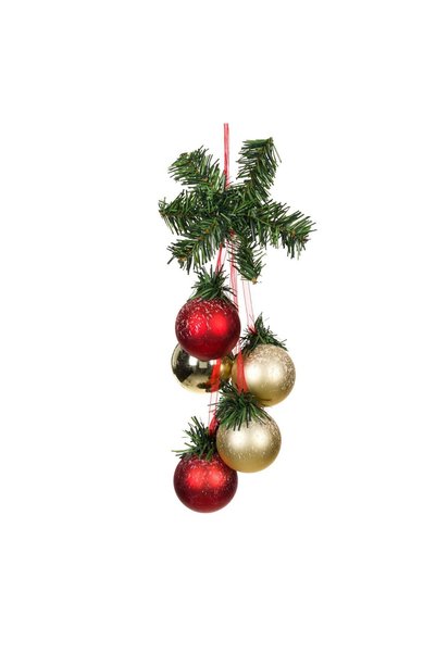 OEM Ghirlandă Decorativa de Crăciun cu 6 Globuri Shiny Auriu Roșu 38 cm – Dec...