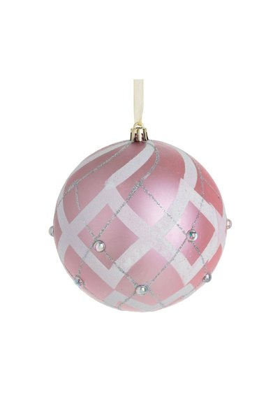 OEM Ornament Brad de Crăciun Glob Roz cu Glitter și Strass Ø8 cm – Decor Fest...
