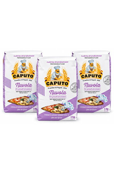 CAPUTO Set de 3 x Făină Nuvola, tip 0, 1 kg – total 3 kg, pentru pizza și alu...