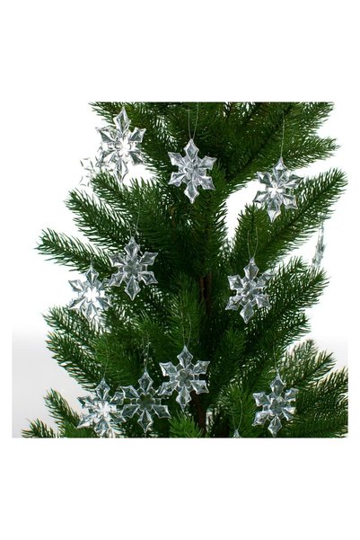 OEM Decorațiune de Crăciun Fulgi Acrilici Transparenti 6 cm – 12 buc. – Atmos...
