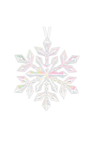 OEM Ornament Brad de Crăciun Fulg Alb Irizat Lucios 11 cm – Decor Festiv pent...