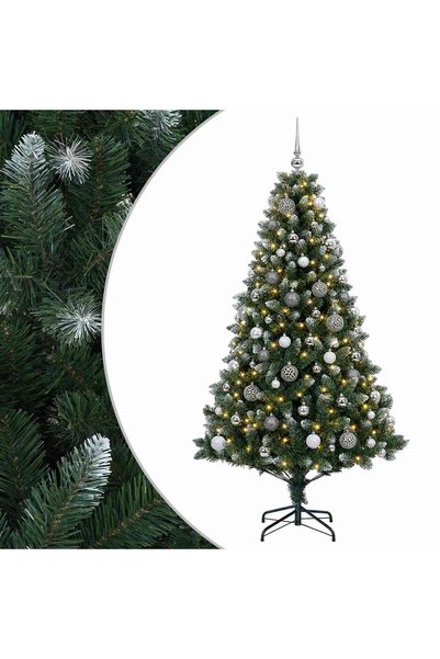 vidaxl Brad de Crăciun artificial cu globuri 240 cm 300 LED-uri