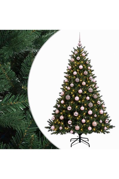 vidaxl Brad de Crăciun artificial cu glob 240 cm 300 LED-uri Alb cald