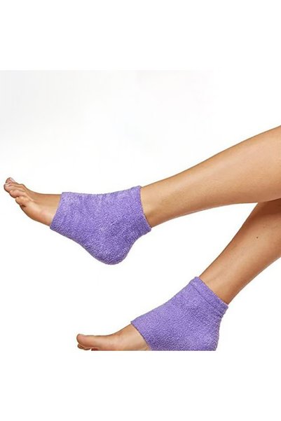 Choice PURPLE Moisturizing Gel-Lined Heel Socks, 2pcs Toeless Fuzzy Spa Socks