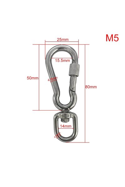 Choice M5 Stainless Steel Swivel Snap Hooks Locking Dog Leash Buckle Quick Re...