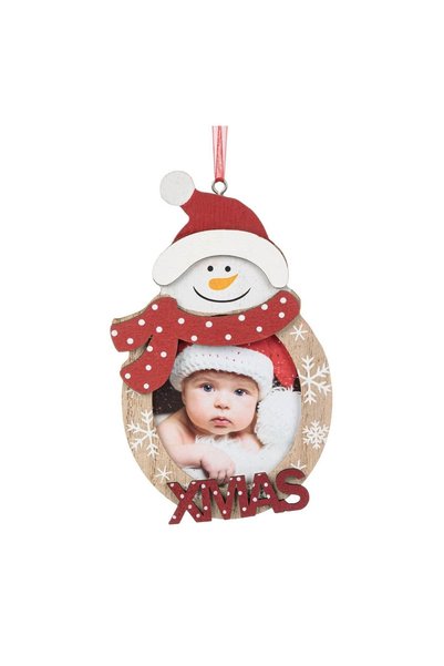 OEM Ornament Brad de Crăciun din Lemn pentru Poza Om de Zăpadă 14.5 cm – Deco...