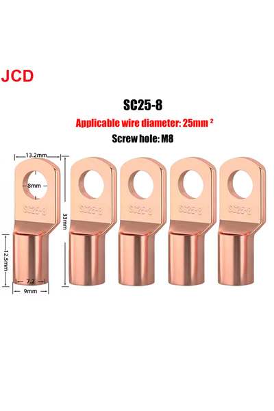 Choice 20pcs SC25-8 JCD 5/10/20pcs Copper Lug Ring Wire Connectors Bare Cable...