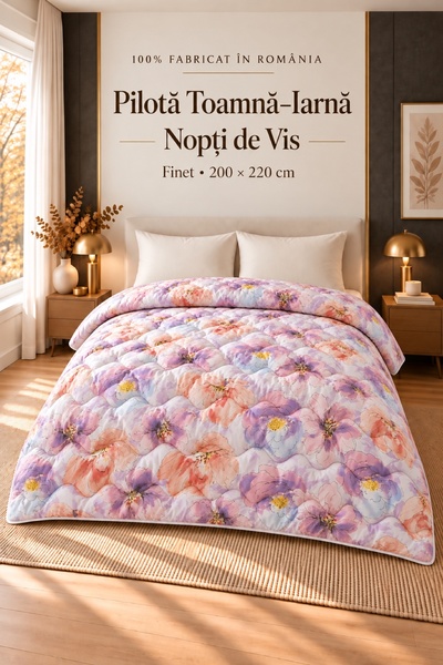 Generic Autumn-Winter Duvet Nopți de Vis, 200 x 220 cm, peach and purple