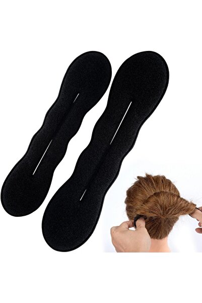 EHOME SmallCat 2pcs Sponge Hair Bun Maker, Black Lazy Hair Bun Updo Shaper fo...