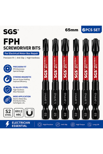 Choice 6Pcs FPH Electrician Screwdriver Bit Set 65mm Magnetic S2 Steel Driver...