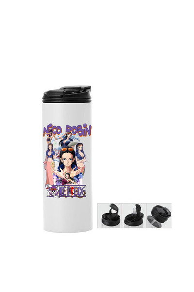 Photoretous One Piece Θερμός Μπουκάλι με Διπλό Καπάκι 600ml Λευκό