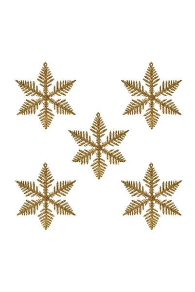 OEM Set Ornamente Brad de Crăciun Fulgi Aurii Glitter 10 cm – 5 buc. – Decor ...