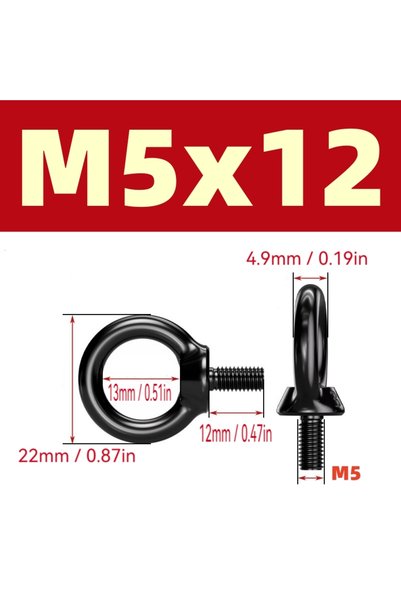 Choice FH580-M5-2Pcs مسامير رفع حلقية سوداء من الفولاذ المقاوم للصدأ 304، شدي...