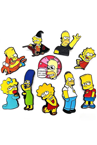 BANDAI 10pcs brooch 5/10 PCS Homer J Simpson Cartoon Enamel Pins Set Cute Bar...