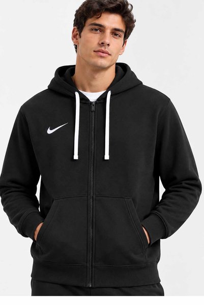 Nike Erkek Beyaz İçi Polarlı Kapüşonlu Sweatshirt Pamuklu Kanguru Cepli