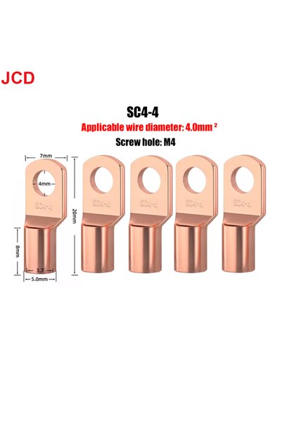 Choice 20pcs SC4-4 JCD 5/10/20pcs Copper Lug Ring Wire Connectors Bare Cable ...
