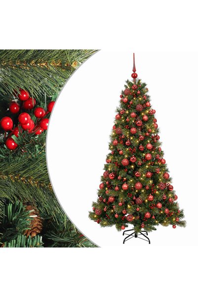 vidaxl Brad de Crăciun artificial cu glob 240 cm 300 LED-uri Alb cald