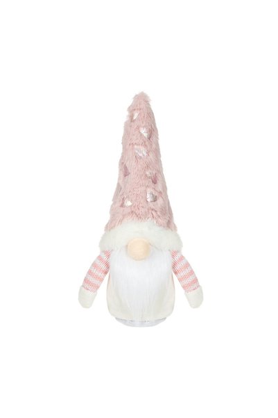OEM Figurină Decorativa de Crăciun Gnome cu Căciulă Roz și Inimi 26 cm – Deco...