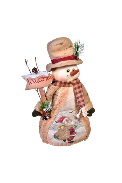 OEM Figura Decorativa de Crăciun Om de Zăpadă cu Tablita ”Welcome” 37 cm – De...