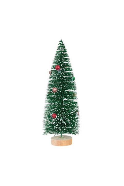 OEM Brad Decorativ de Crăciun Verde Nins Globuri Glitter 25 cm – Atmosferă Fe...