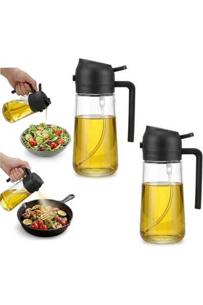 HOOKOR Glass Olive Oil Sprayer and Dispenser,500ml 2 in 1 Oil Dispenser Bottl...