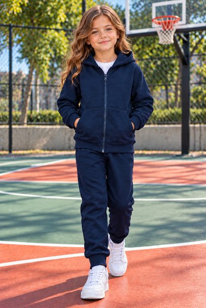 DAXİS Sportwear Company SET DE PENTRU FETE CU GLUGĂ ȘI FERMOAR, CU GUMĂ LA TI...