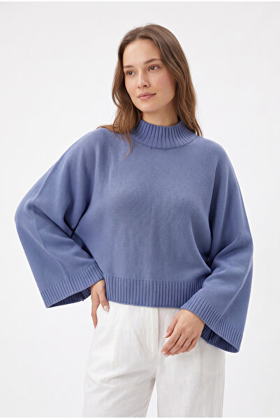 zenne Bat Sleeve Knitwear Sweater T2619 - Blue